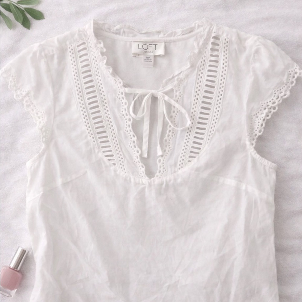 LOFT Ivory Lace Detail Blouse
